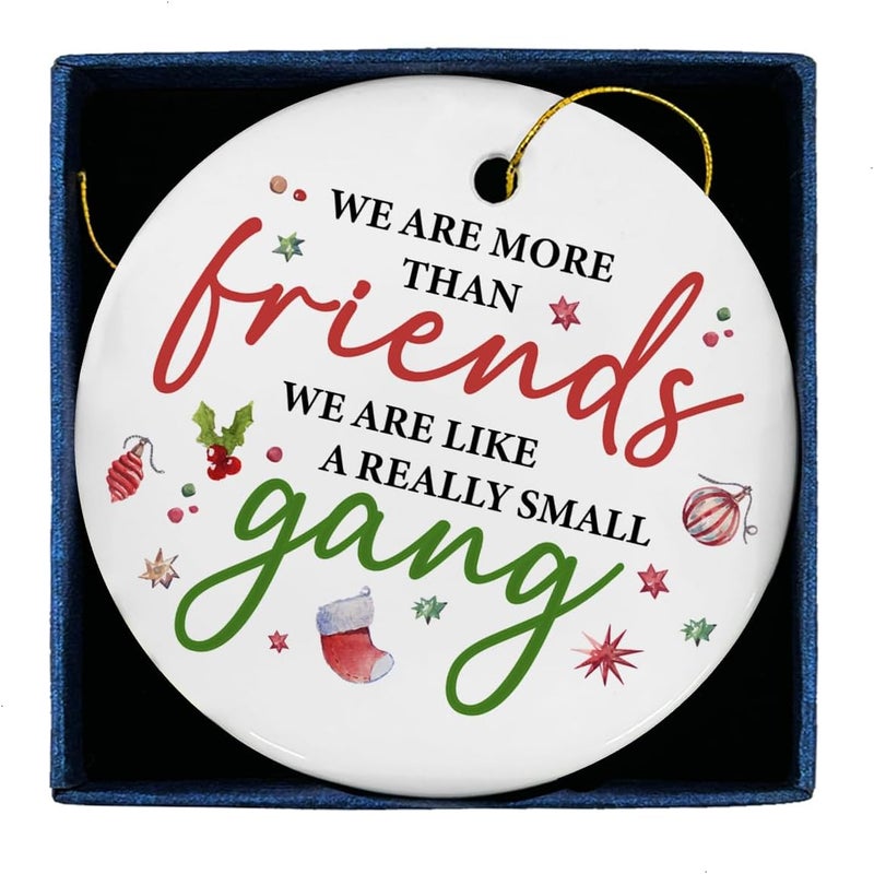 ZOSAN Funny Friendship Ceramic Ornament for Friends BFF Sisters Bestie, Friendship Gifts for Women Men, Friends Christmas Ornament - Image 1